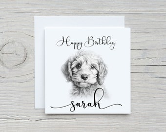 Cavapoo Birthday Card: Sketchy Dog Lover Design