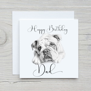 Carte d'anniversaire bouledogue anglais, carte pour amoureux des chiens, carte pour maman bouledogue, carte pour papa bouledogue
