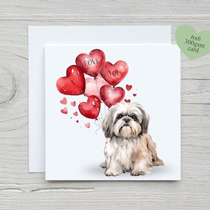 Carte de Saint-Valentin, Shih Tzu Lover, carte pour amoureux des chiens, carte pour elle, carte pour lui, carte Galentines