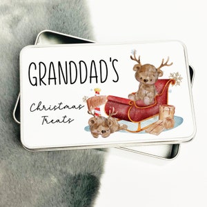 Personalised Christmas Treats tin, Grandad gift, Grandma gift, Christmas eve treat tin, Gift for family