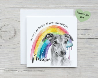 Dog loss Card, Personalised Pet bereavement card, Dog Sympathy card, Greyhound pet loss card