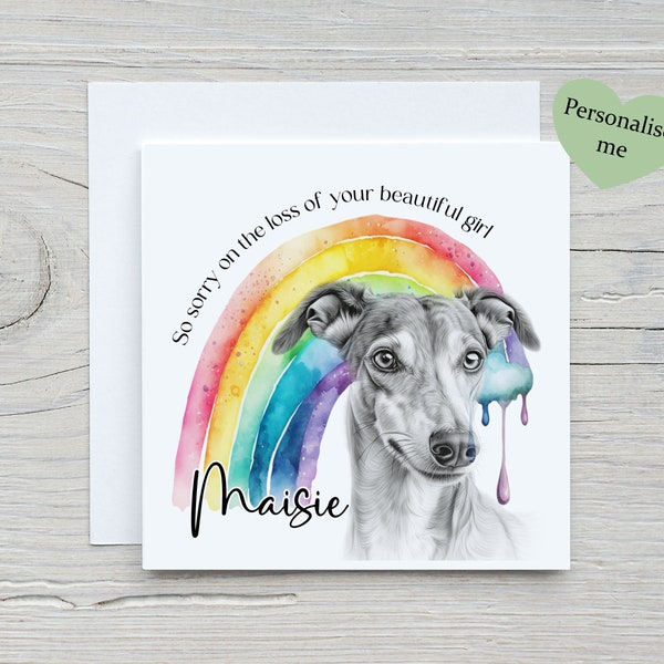 Dog loss Card, Personalised Pet bereavement card, Dog Sympathy card, Greyhound pet loss card