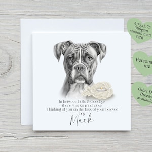 Carte de perte de chien, carte de deuil d'animal de compagnie personnalisée, carte de sympathie de chien, carte de perte d'animal de compagnie de chien boxer