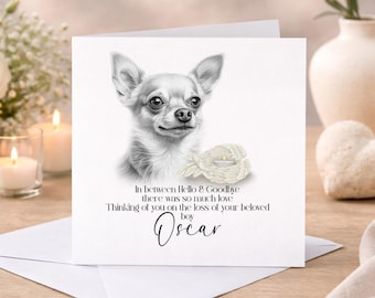 Personalised Chihuahua  Dog Loss Card with Name | Pet Sympathy Card | Rainbow Bridge Memorial