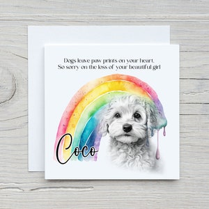 Carte de perte de chien, carte de deuil d'animal de compagnie personnalisée, carte de sympathie de chien, Cavapoo, Cavachon