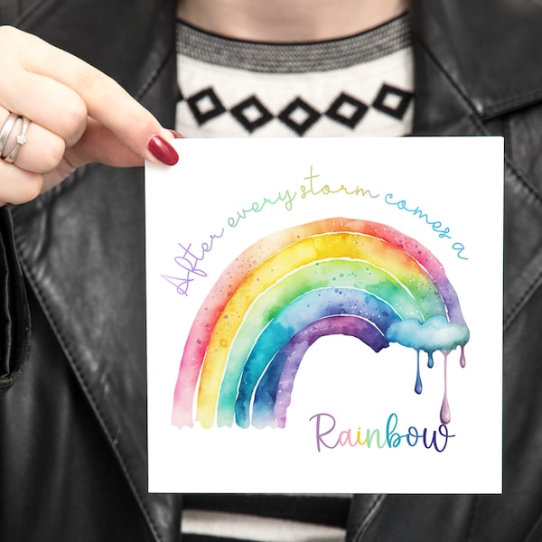 After every storm comes a rainbow card, Pregnancy announcement card, Rainbow card