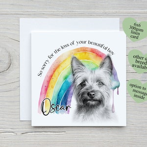 Carte de perte de chien, carte personnalisée de deuil d'animal de compagnie, carte de sympathie de chien, perte de chien cairn terrier