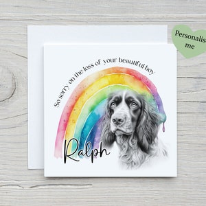 Carte de perte de chien, carte personnalisée de deuil d'animal de compagnie, carte de sympathie de chien, perte d'animal de compagnie Springer Spaniel