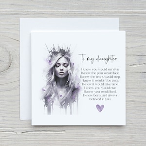 Carte personnalisée pour fille, carte poème fille