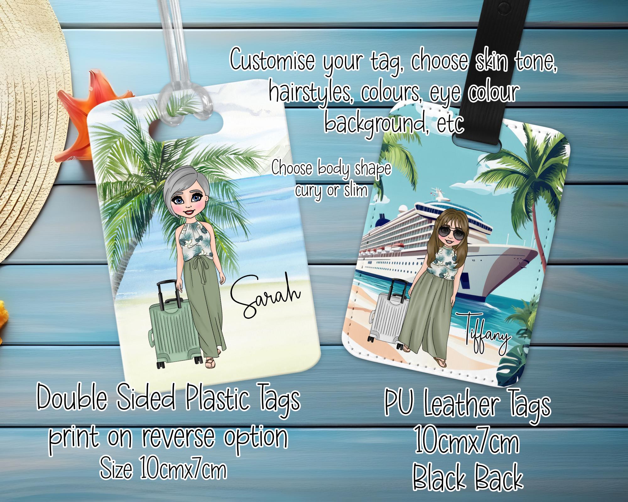 Personalised Luggage tag, Holiday Girl Luggage tag, Holiday Gift for her, Travel tag