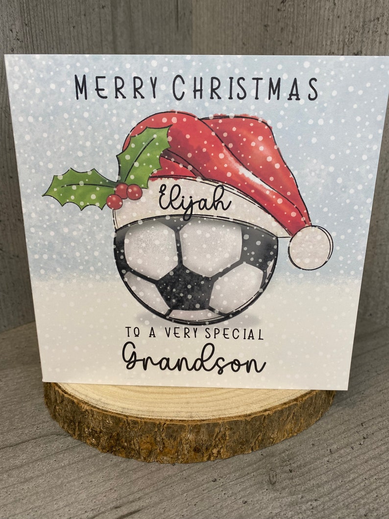 Festive Personalised Football Fan Christmas Card, Football Card, Cousin