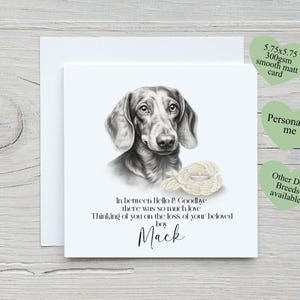 Carte de perte de chien, carte de deuil d'animal de compagnie personnalisée, carte de sympathie de chien, carte de perte d'animal de compagnie teckel