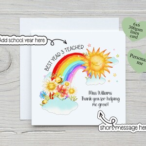 Carte de professeur de fin d'année, Merci de m'avoir aidé à grandir, carte de professeur personnalisée
