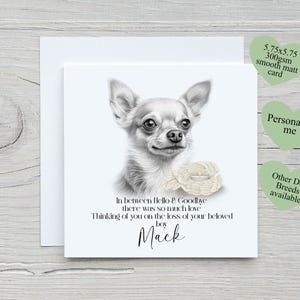 Carte de perte de chien, carte de deuil d'animal de compagnie personnalisée, carte de sympathie de chien, carte de perte d'animal de compagnie chihuahua