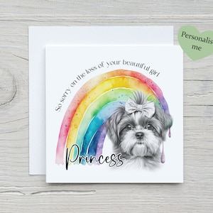 Carte de perte de chien, carte personnalisée de deuil d'animal de compagnie, carte de sympathie de chien, amant de Shih Tzu