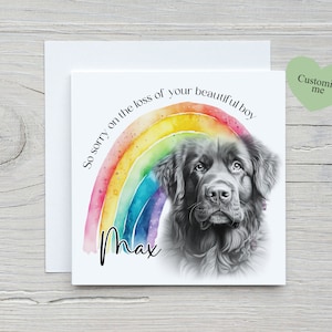 Carte de perte de chien, carte de deuil d'animal de compagnie personnalisée, carte de sympathie de chien, Terre-Neuve