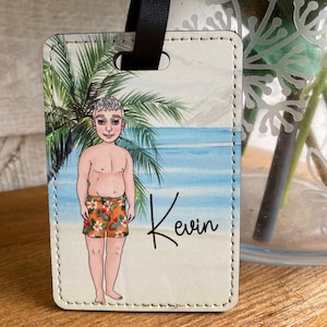 Personalised Luggage Tag for Men , Custom Travel Gift, Faux Leather Suitcase Tag, Holiday Gift for Him, Add name or initials
