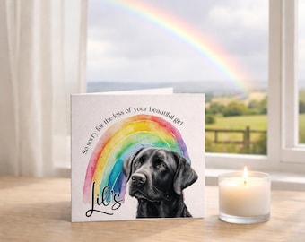 Labrador Dog Loss Card, Personalised Rainbow Bridge gift