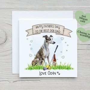 Carte de fête des pères du chien, amant de whippet, carte d'amant de chien, carte de papa de chien