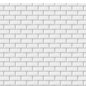 May include: A white brick wall with a smooth, uniform texture. The bricks are arranged in a staggered pattern, creating a classic and timeless look.