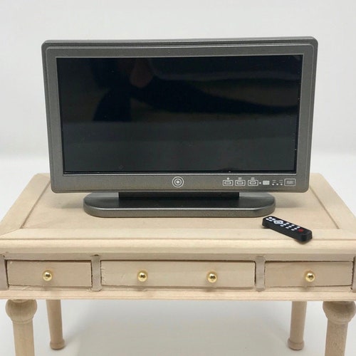 Dollhouse Miniature TV Flat Screen Plasma Widescreen Etsy
