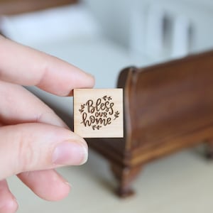 Dollhouse Miniature Farmhouse Sign Bless our Home Mini Sign 1:12 Scale Miniature