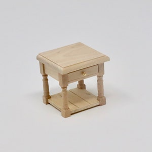 Dollhouse Miniature Unfinished Nightstand Small Table Miniature Table 1:12 Scale Furniture