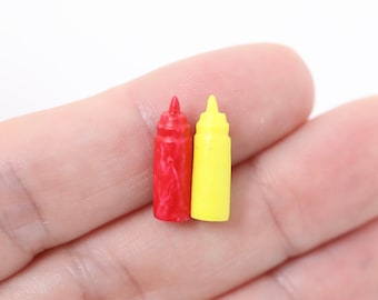 Dollhouse Miniature Ketchup Mustard Miniature Food Dollhouse Kitchen Food Miniature Hot Dog Dollhouse Barbecue BBQ 1:12 Scale Miniature