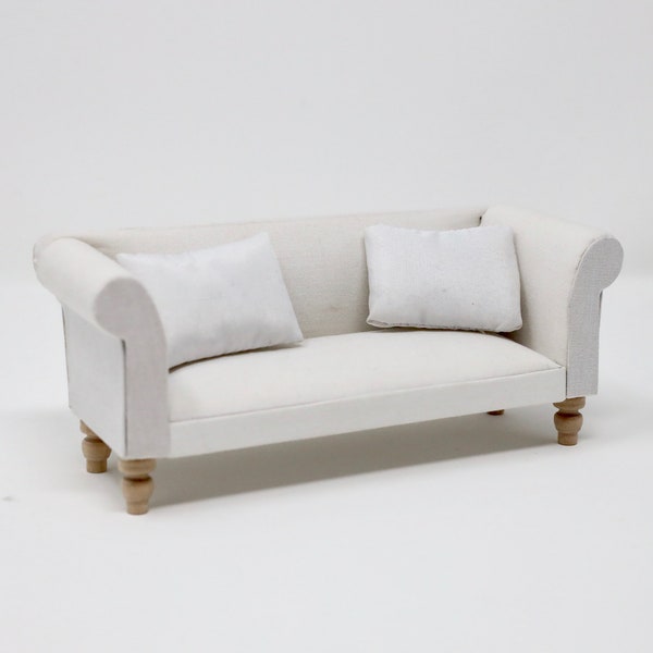 Dollhouse Miniature Couch Dollhouse Sofa White Couch Dollhouse Furniture Miniature Chesterfield Couch 1:12 Scale Furniture