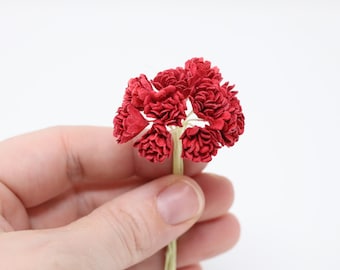 Dollhouse Miniature Flowers 10 pieces Red Mums Miniature Paper Flowers 1/12 Miniature Flowers 1:12 Dollhouse Miniature