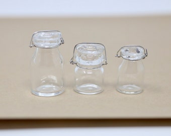 Dollhouse Miniature Glass Jars Miniature Vase Dollhouse Jars Mini Glass Jars Clear Mini Vases Miniature Mason Jars 1:12 Scale Miniature