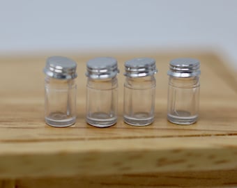 Dollhouse Miniature Mason Jars with removable Lids Set of 4 Miniature Mini Jars 1:12 Scale Miniature