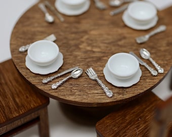 Dollhouse Miniature Silverware Set Miniature Knife Fork Spoon Miniature Kitchenware Miniature Cutlery 1:12 Scale Miniature