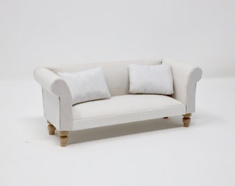 Dollhouse Miniature Couch Dollhouse Sofa White Couch Dollhouse Furniture Miniature Chesterfield Couch 1:12 Scale Furniture