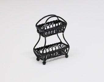 Dollhouse Miniature Wire Basket Miniature Kitchen Basket Tiny Tall Basket Mini Two Tier Basket 1:12 Scale Miniature