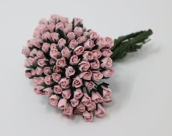 Dollhouse Miniature Rosebuds 10 pieces Blush Pink Miniature Roses Miniature Flowers 1:12 Dollhouse Miniature