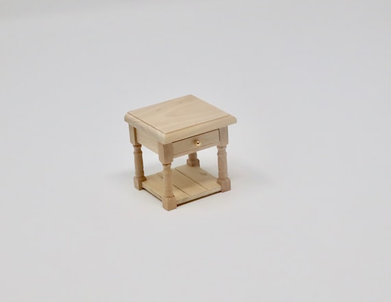 Dollhouse Miniature Unfinished Nightstand Small Table Etsy