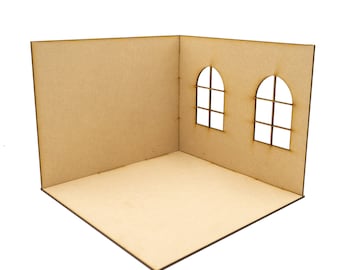 Dollhouse Miniature Roombox | Room Box | 1:12 Scale Miniature | Diorama | Roombox Kit | Dollhouose Kit | Corner Roombox Kit