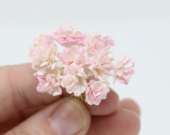Dollhouse Miniature Flowers 10 pieces Blush Pink Mums Miniature Paper Flowers 1/12 Miniature Flowers 1:12 Dollhouse Miniature