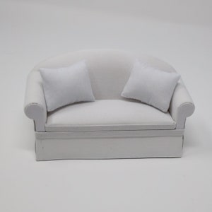 Dollhouse Miniature Couch Dollhouse Sofa White Couch 1:12 Scale Furniture