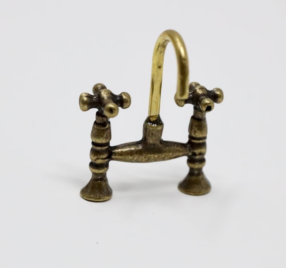 DIY Miniature Double Tap Faucet Mixer for 1:12 Dollhouse Kitchen Bathroom Decor