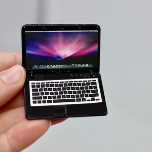 Dollhouse Miniature Laptop Dollhouse Computer Black 1:12 Scale Miniature