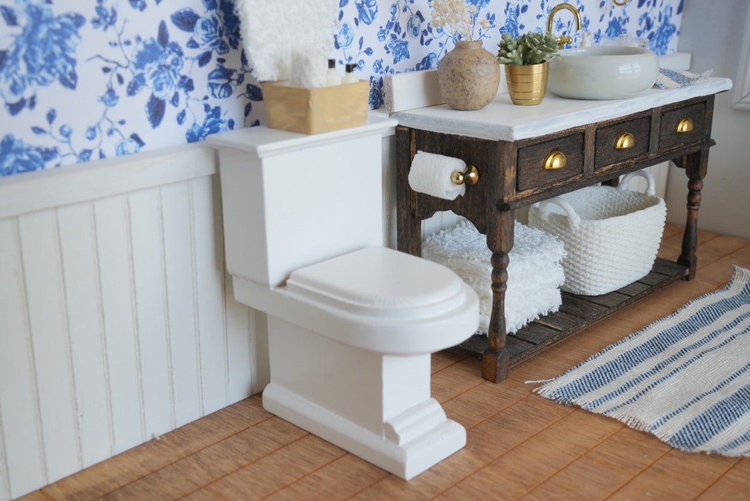 Dollhouse Miniature Toilet Dollhouse Bathroom Mini Toilet Dollhouse