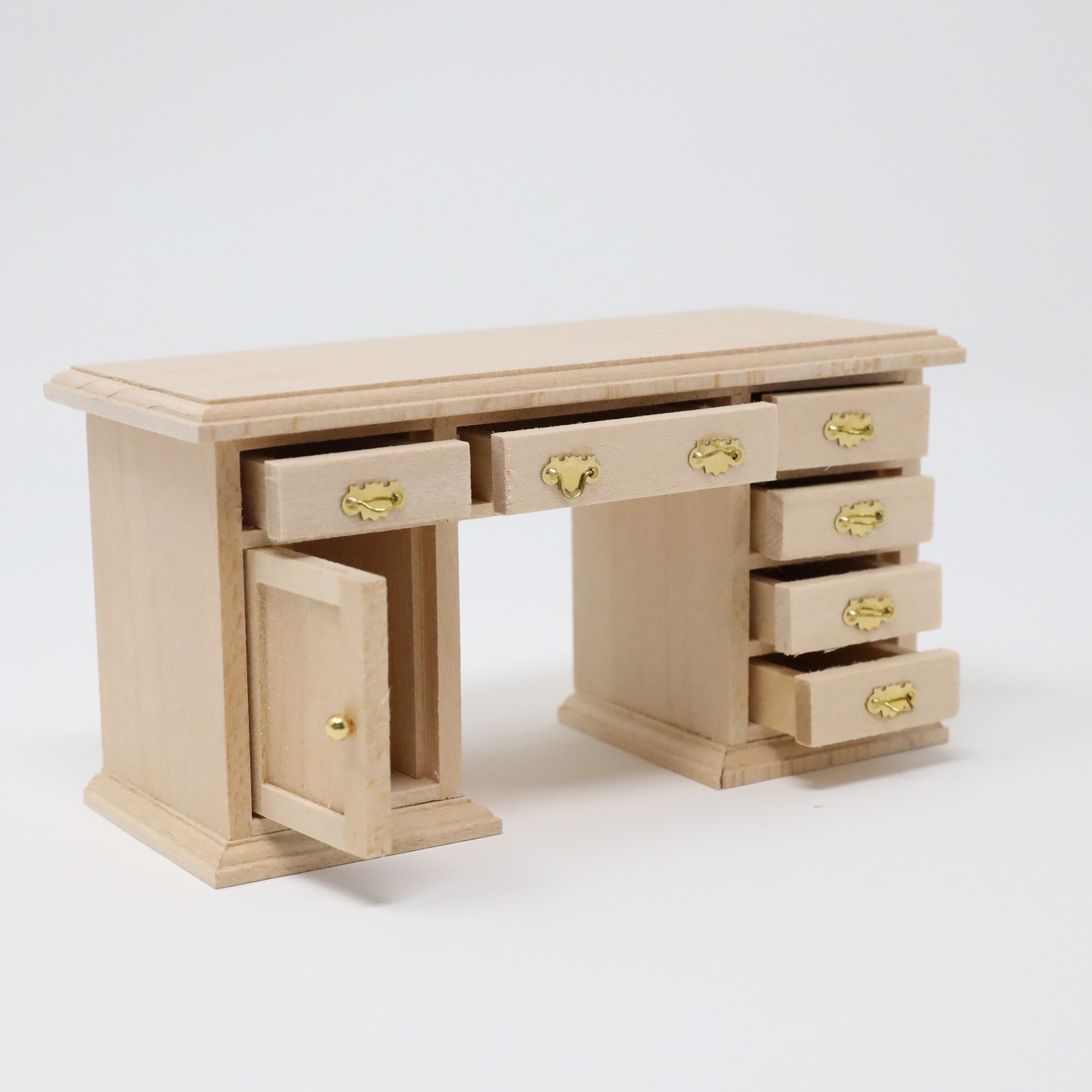 Dollhouse Miniature Unfinished Writing Desk With Drawers 112 Etsy