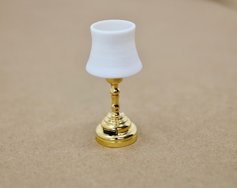 1:12 Scale Miniature Table Lamp | Dollhouse Gold Desk Lamp