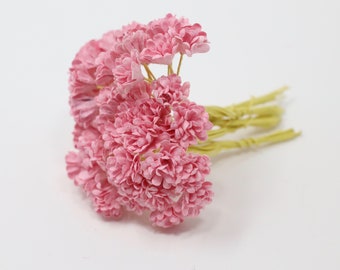 Dollhouse Miniature Flowers 10 pieces Pink Mums Miniature Paper Flowers 1/12 Miniature Flowers 1:12 Dollhouse Miniature