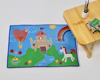 Dollhouse Miniature Rug Children's Rug Playroom Rug Play Mat Princess Rug 1:12 Scale