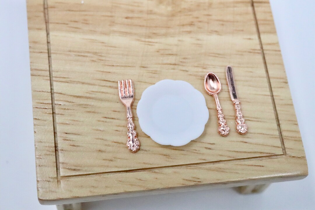 Dollhouse Miniature Silverware Set Miniature Knife Fork Spoon Miniature