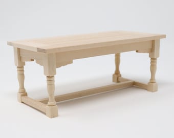 Dollhouse Miniature Unfinished Kitchen Table Kitchen Island Prep Table Farmhouse Table 1:12 Scale Furniture