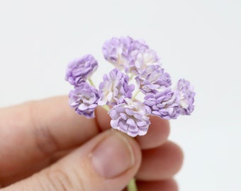 Dollhouse Miniature Flowers 10 pieces Lavender Mums Miniature Paper Flowers 1/12 Miniature Flowers 1:12 Dollhouse Miniature